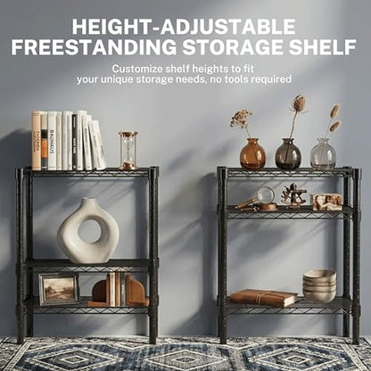 Simple Deluxe Heavy Duty 3-Tier Wire Storage Shelves, 200lbs per Shelf, Adjustable & Rustproof for Kitchen Bathroom Pantry Garage, 23.2" W×13.4" D×30" H