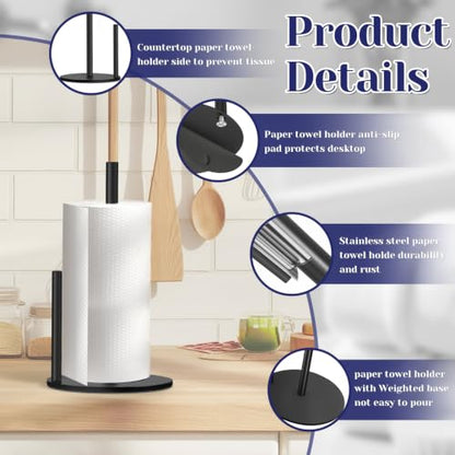 Black Paper Towel Holder, Countertop Paper Towel (Black-02) - color: Black-02