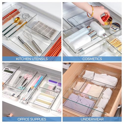 Ravinte 6 Pack Drawer Organizer, 3" x 6" Plastic Storage Bins - size: 3" x 6"
