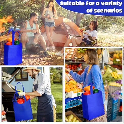 Windyun 50 Pcs Reusable Tote Bag Bulk 8 x 4 x 10 Inch, Royal Blue - color: Royal Blue