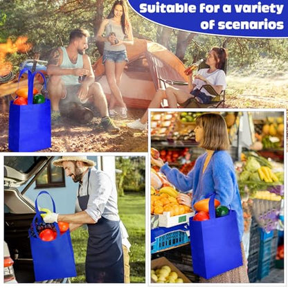 Windyun 50 Pcs Reusable Tote Bag Bulk 8 x 4 x 10 Inch, Royal Blue - color: Royal Blue