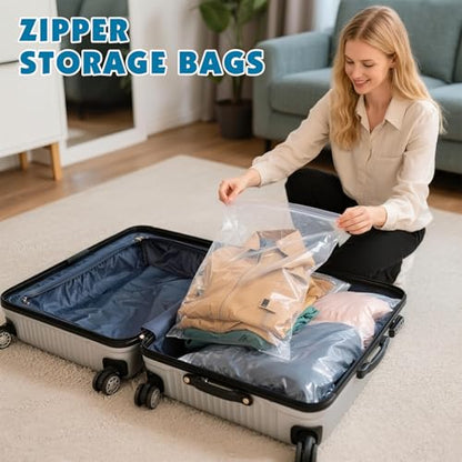 60 Pack Large 5 Gallon Storage Bags with Zipper Top, 18 x 24in Zipper Bags - size: 18in x 24in-60p