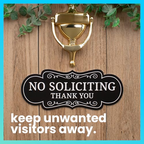 ExcelMark Premium No Soliciting Sign for House - Made in the USA (Medium - 2.8"x 7", Black with White Letters) - color: Black/White Designer, size: Medium