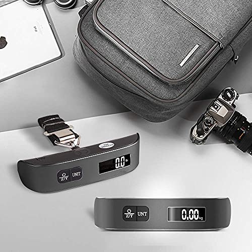 travel inspira Digital Luggage Scale – Portable Hanging Suitcase Weight Scale for Travel, 110 lb Capacity, Backlit LCD Display, Prevents Airport Overweight Fees, Battery Included - color: Black