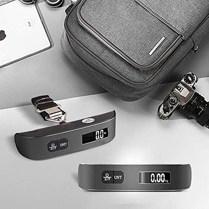 travel inspira Digital Luggage Scale – Portable Hanging Suitcase Weight Scale for Travel, 110 lb Capacity, Backlit LCD Display, Prevents Airport Overweight Fees, Battery Included - color: Black
