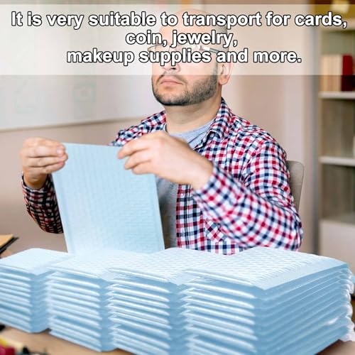 Henoyso 100 Pcs Blue Bubble Mailer 4 Sizes Adhesive Padded Envelopes - color: Blue