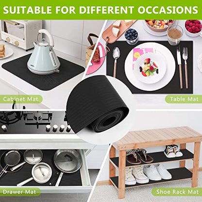 Anze Shelf Drawer Liner for Kitchen Cabinets, Black, 23.6 x 78.7 in - color: Black, size: 23.6"W x 78.7"L