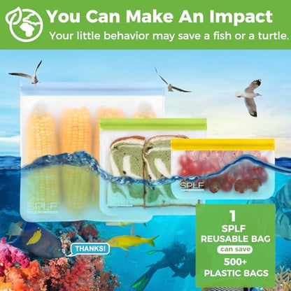 SPLF 12 Pack Dishwasher Safe Reusable Snack Bags - color: Colorful, size: 12 Pack-12 Snack