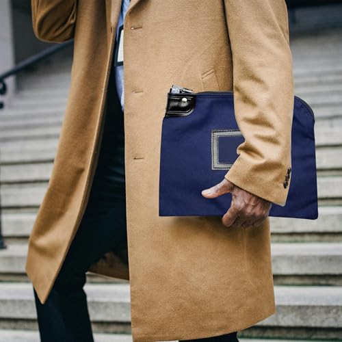 Locking Canvas Cash Bag, Navy Blue, 9 x 12 Inch - color: Navy Blue