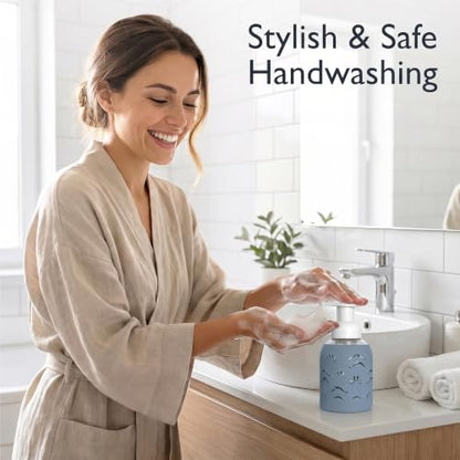 Foaming Glass Hand Soap Dispenser Storm Blue Foam 8oz - color: Storm Blue