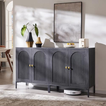 IFGET 61.75" W Modern Arch Sideboard Buffet Cabinet with Storage, Dark Grey - color: Dark Grey, size: 2 Pieces