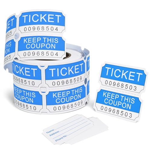 L Liked 250 Raffle Tickets Rolls, Blue (4 Color Selection),Double Roll,50/50 Raffle Tickets for Events, Entry, Class Reward - color: 250 Tickets-blue