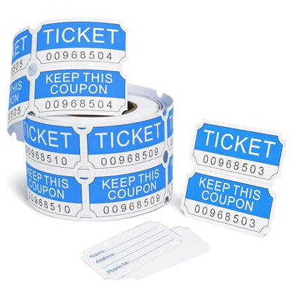 L Liked 250 Raffle Tickets Rolls, Blue (4 Color Selection),Double Roll,50/50 Raffle Tickets for Events, Entry, Class Reward - color: 250 Tickets-blue