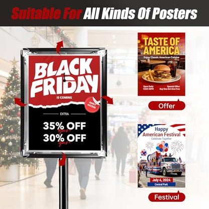 1Pack Sign Holder Stand-8.5x11 inch，Adjustable Sign Stands For Display，Heavy Duty Floor Standing Sign Holder Stand Aluminum for Retail Store，Museum，Volunteer Cctivities（Black） - size: 8.5*11inches（1Pack）