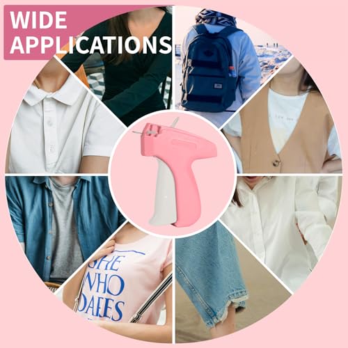 Mini Stitch Gun Kit, Stitchy Gun,Quick Clothing Fixer,Tagging Gun for Clothing, Mini Sewing Micro Tagging Gun - Includes 6 Needle2000 Black Fasteners & 2000 White Fasteners (Pink)