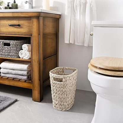 GRANNY SAYS Wicker Trash Can, Wicker Waste Basket for Bathroom, Butter Milk - color: Butter Milk, size: Rectangular - 13"L x 7½"W x 12¼"H