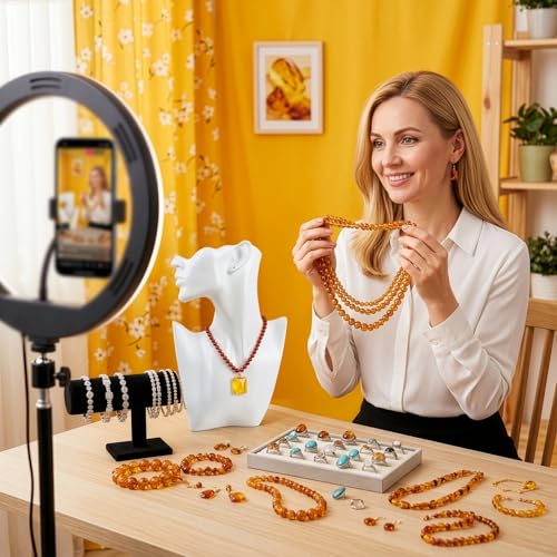 SOUJOY Jewelry Mannequin Display, Resin Display Stand Bust, Boutique Earring Holder Organizer for Show Jewelry, Necklace, Earrings, Rings, White (Pack of 2) - size: 7.5"L x 2.1"W x 11"H (Pack of 2)