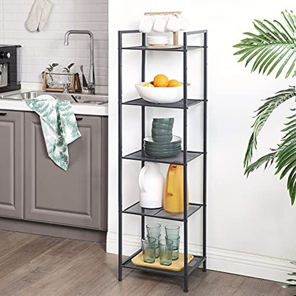 SONGMICS 5-Tier Storage Rack, Bathroom Shelf, Extendable Plant Stand - color: Black, size: 5 Tiers