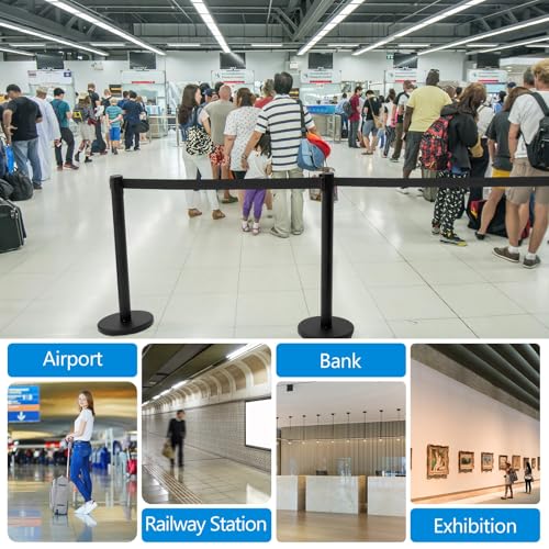 Geelin 6 Pack Crowd Control Stanchions Barriers, 9.8ft, Black - color: Black, size: 9.8ft
