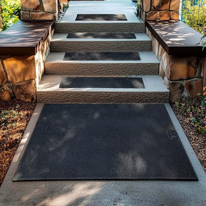 Mohawk Home Indoor Outdoor 4 Pack (0' 9" x 2' 11" Stairtread) Heavy Duty Rubber Floor Mat Anti Slip Restaurant Kitchen for Garage Garden Industrial Pool Entrance Bar Wet Area - size: 4 Pack (0' 9" x 2' 11" Stairtread)