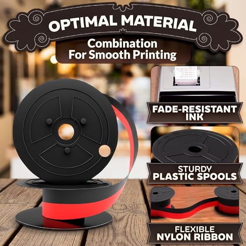 3 Pcs Canon MP11DX Calculator Ink Ribbon, Red/Black, 18 ft x 0.5 in