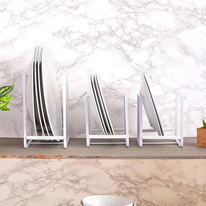 Juvale 3-Piece Plate Organizer - Space-Saving Cabinet Storage & Dish Storage Rack - Plate Stand & Pot Lid Holder - Pack of 3, White, 1 Large & 2 Small - color: white