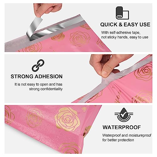 JinRuiKJ Thank You Poly Mailers 10x13 25 Pack, Gold Rose Design - color: Gold Rose, size: 10x13'' - 25 Pack