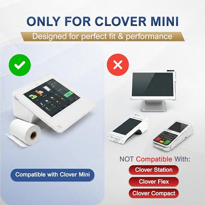 Thermal Receipt Paper Rolls for Clover Mini & Clover Mobile – 2 1/4” x 80’ BPA Free Credit Card Machine Paper Compatible with C200 C300 C301 C302 C302U C305 – POS Printer Paper, 10 Rolls - size: 10 rolls