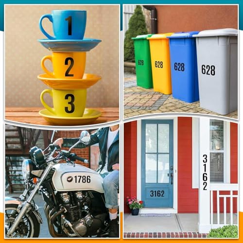 4 Inch Black Number Stickers 0-9, 6 Sheets Self Adhesive Vinyl Decals, Waterproof Durable Labels for Address Sign, Garage Door, Fence, Outdoor Labeling Numbers（Black） - color: Black