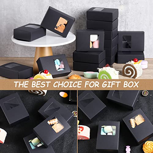 Spakon 30 Pcs Black Soap Boxes with Window, 3.5x2.6x1.2 Inch Kraft Paper - color: Black
