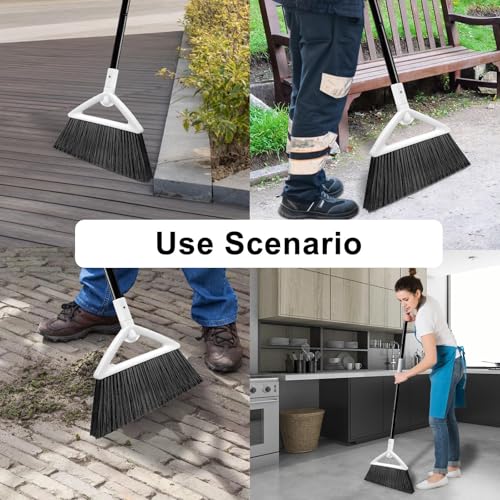 Heavy Duty White Angle Broom with Long Handle - 1 Pack - color: 1pack White