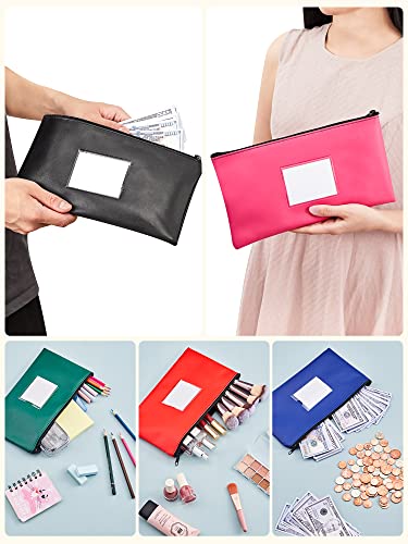 SMARTAKE 5-Pack Money Bags with Zipper, PU Leather, 11.5 x 6.2 Inches - color: 01-Dark Colors