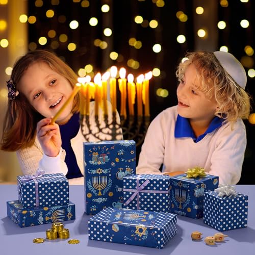 WERNNSAI Hanukkah Wrapping Paper 33 ft Star Chanukkah Wrapping Paper - color: Chanukah