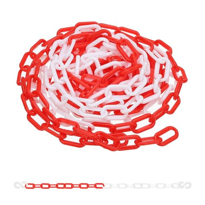 PATIKIL 13Ft Plastic Chain Barrier, Safety Link Chain with 2 S-Hooks for Crowd Control at Driveway Elevator Parking Lot, Red White - color: Red White
