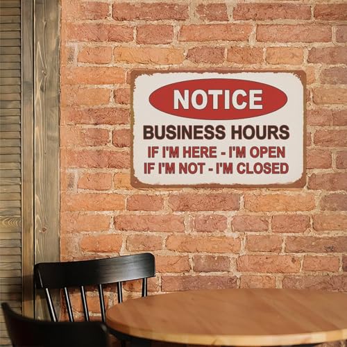 Notice Business Hours Open And Closed Sign Aluminum Metal Sign Posters 8x12 Inch For Living Room Bedroom Bathroom Decoration