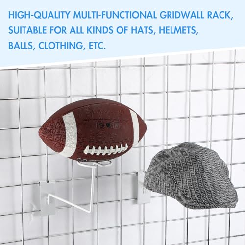Blulu 6 Pcs Hat Displayer for Gridwall, Metal Hat Helmet Rack, White - color: White