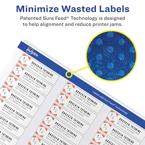 Avery Printable Return Address Labels with Sure Feed, White, 2,000 Blank Mailing Labels (08167) 1/2" x 1 3/4" (Pack of 5) - size: 1/2" x 1 3/4" (Pack of 5), style: 2,000 labels