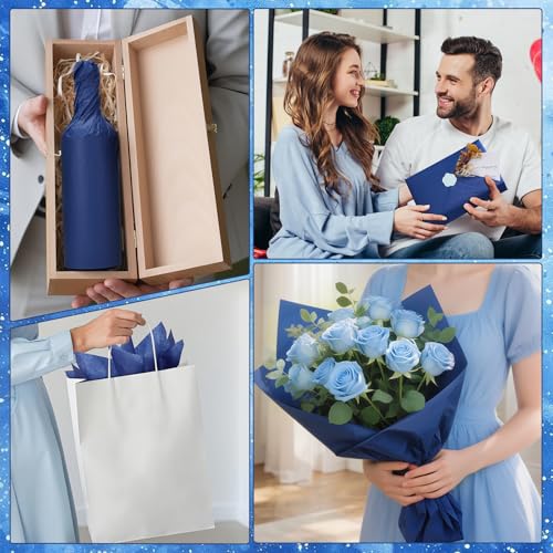 woric 160 Sheets Navy Tissue Paper for Gift Bags 20 X 14 Inches - color: Navy Blue