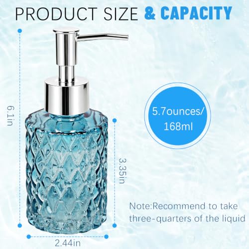 2PCS Glass Hand Soap Dispenser with Pump for Bathroom/Kitchen, Blue - color: 2pcs Blue