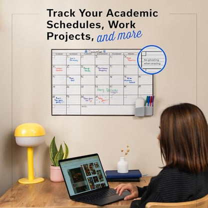 Small Dry Erase Calendar for Wall 17x26, Month Blank Kids Family Reusable Office, Classroom Schedule Monthly Planner Erasable Write, Rolled Whiteboard White Board, Calendar Dry Undated Erase for Wall - size: 26"W x 17"H