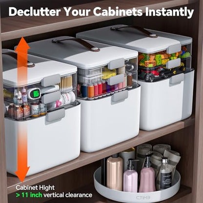 CTIME 3-Tier Medicine Organizer - Portable Medicine Cabinet with Handle - size: Regular 3-Tier