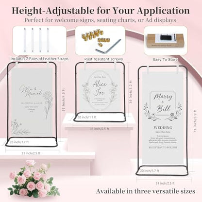 Adjustable Sign Holder, Heavy‑Duty Easel Stand, Wedding Sign Stand forWedding, Birthday, Baby Shower Events(Black M ) - color: Black, size: Flat-M