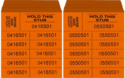 Auction Tickets - 1000 Sheets - 10 Numbers per Sheet (Orange) - color: Orange