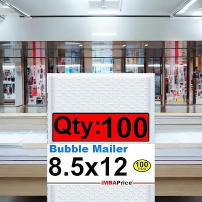 iMBAPrice 100#2 (8.5" x 12") Pure White Color SELF Seal Poly Bubble MAILERS Padded Shipping ENVELOPES (Total 100 Bags) - color: White Poly Bubble, size: 8.5"x12" Poly (100 Envelopes) Value Pack