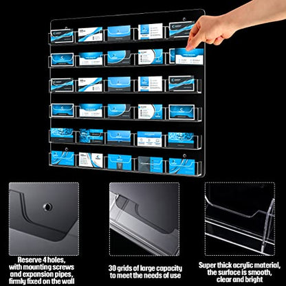 Hillban Acrylic Business Card Holder Wall Mount Office, 30 Pockets - size: 30 Pockets