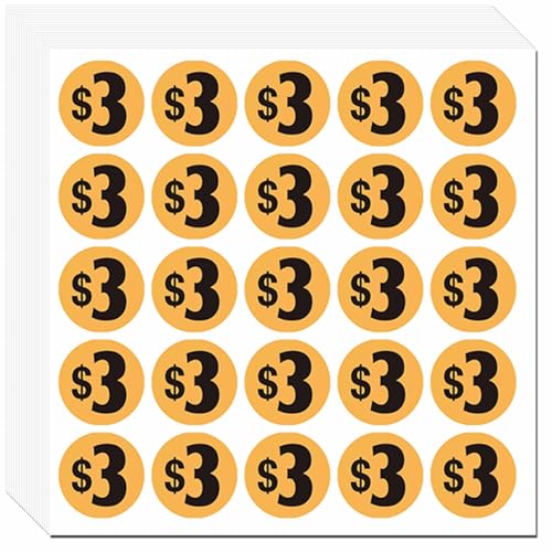 DUGUTUL 500pcs $3 Price Stickers for Garage Sale and Yard Sale | 3 Dollar Price Tags Labels | Super Bright & Jumbo 1" Diameter | Preprinted Price Labels | Garage Sale Stickers - color: 03 Dollar