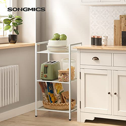 SONGMICS 3-Tier Storage Rack, Bathroom Shelf, Extendable Plant Stand - color: White, size: 3 Tiers