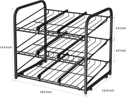 Can Rack Organizer,3 Tier Stackable Can Storage Dispenser,Black - color: Black