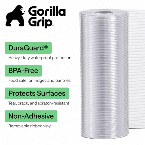 GORILLA GRIP Shelf Liner, Non-Adhesive Cabinet Liners, 17.5"x30' Clear - color: Clear (Ribbed), size: 17.5" X 30'