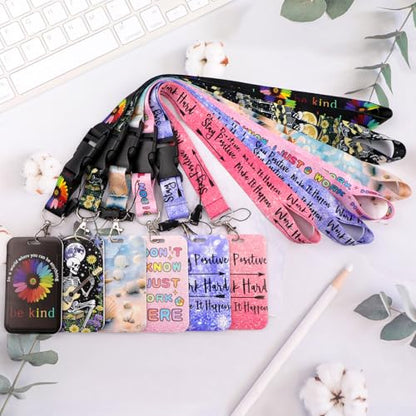 Be Kind Breakaway ID Badge Holder Lanyard with Retractable Badge Reel Cute Flowers Keychain Lanyard for Women Teachers Men Kids for ID Badge Keys Cruise Ship Card Preppy School Reel ID Holder(Black) - color: Be Kind & Flower
